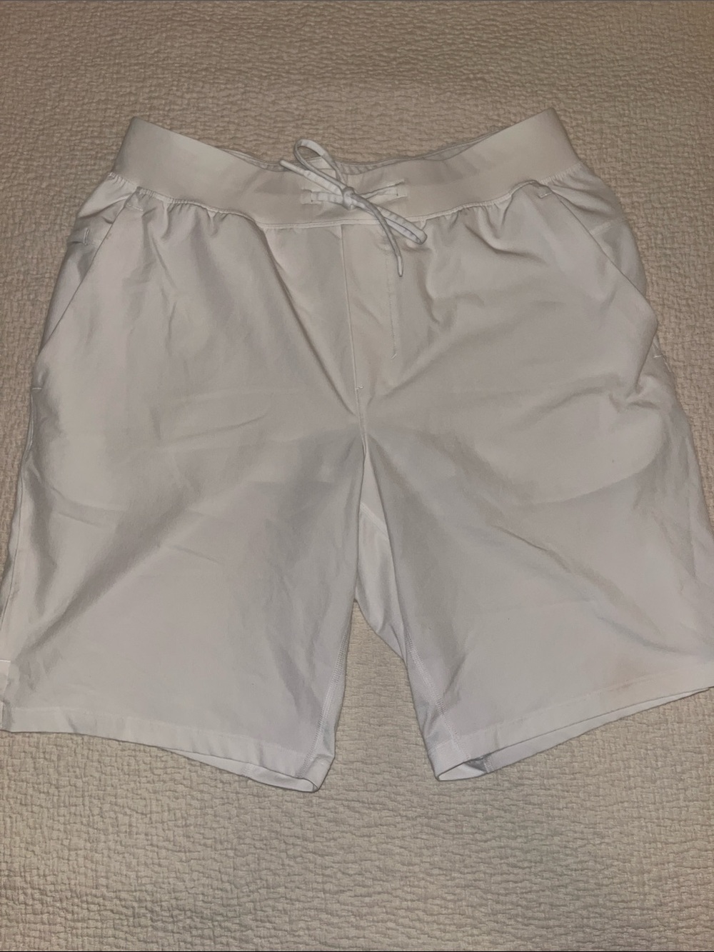 ALO Yoga White Drawstring Athletic Shorts